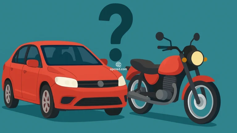 Ilustração de um carro e uma moto lado a lado sobre fundo uniforme, representando a escolha entre consórcio de automóvel ou motocicleta.