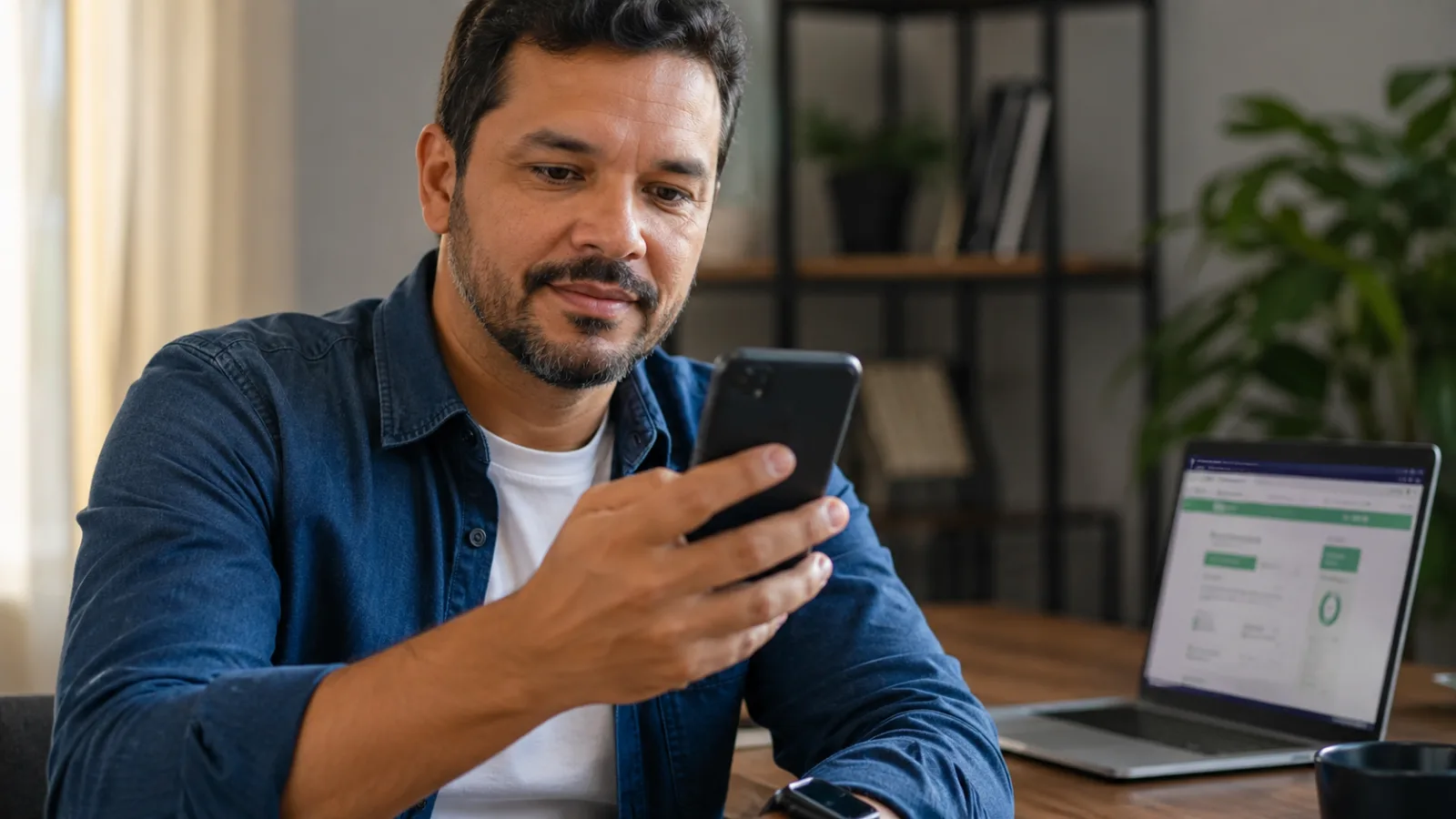 Homem usando o celular para consultar o Pix após novas regras de segurança do Banco Central.